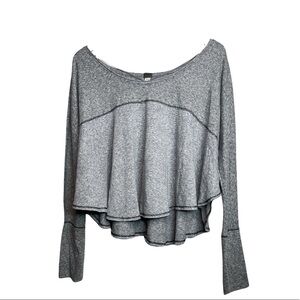 Free People We The Free Drape Boxy Top W/Wide Neck Neck Dolman Long Sleeve